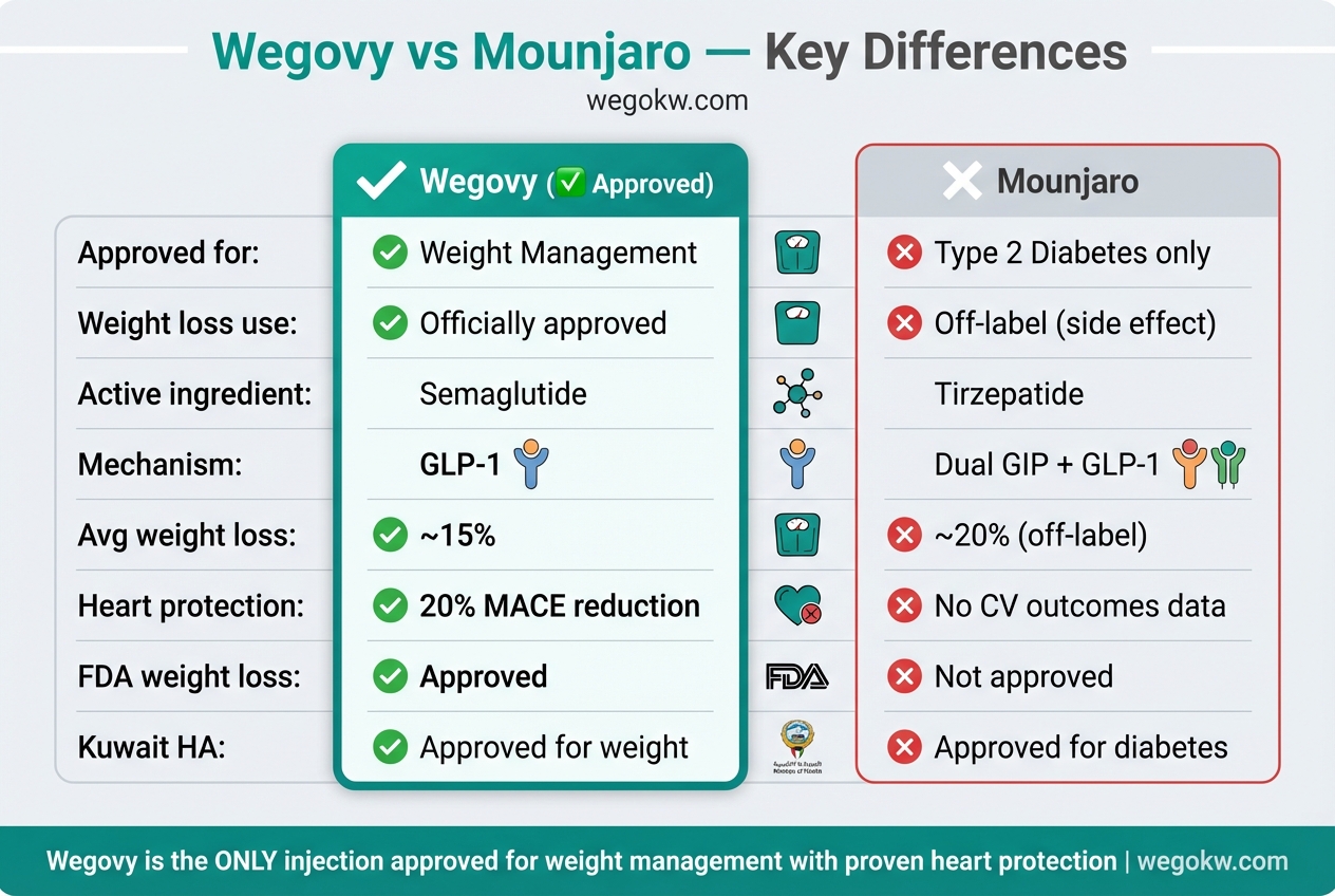 Wegovy vs Mounjaro comparison chart